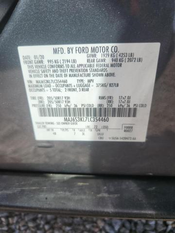 2020 Ford Ecosport მანქანა იყიდება აუქციონზე, vin: MAJ6S3KL7LC354460, აუქციონის ნომერი: 50562456