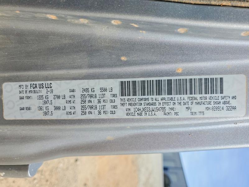 47706826 :رقم المزاد ، 1C4HJXEG3JW154795 vin ، 2018 Jeep Wrangler Unlimited مزاد بيع