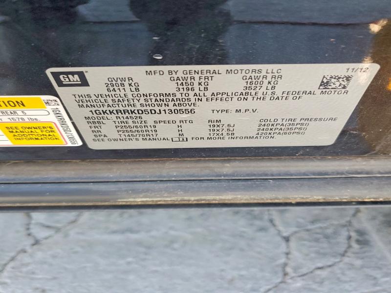 2013 Gmc Acadia მანქანა იყიდება აუქციონზე, vin: 1GKKRRKD5DJ130556, აუქციონის ნომერი: 50941626