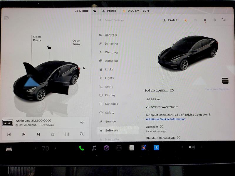 2022 Tesla Model 3 მანქანა იყიდება აუქციონზე, vin: 5YJ3E1EA4NF287101, აუქციონის ნომერი: 51123326