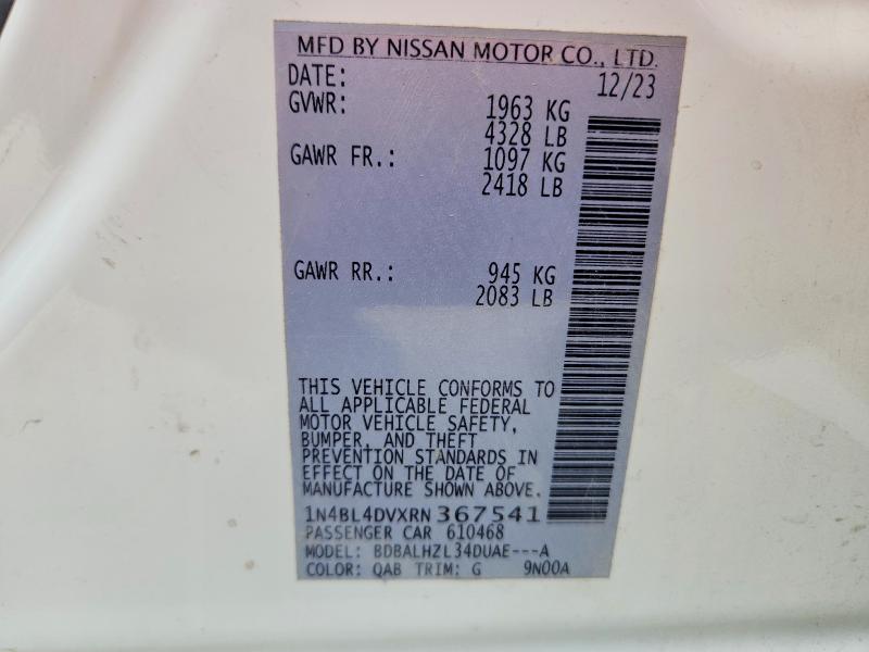 Продажа на аукционе авто 2024 Nissan Altima, vin: 1N4BL4DVXRN367541, номер лота: 48946076