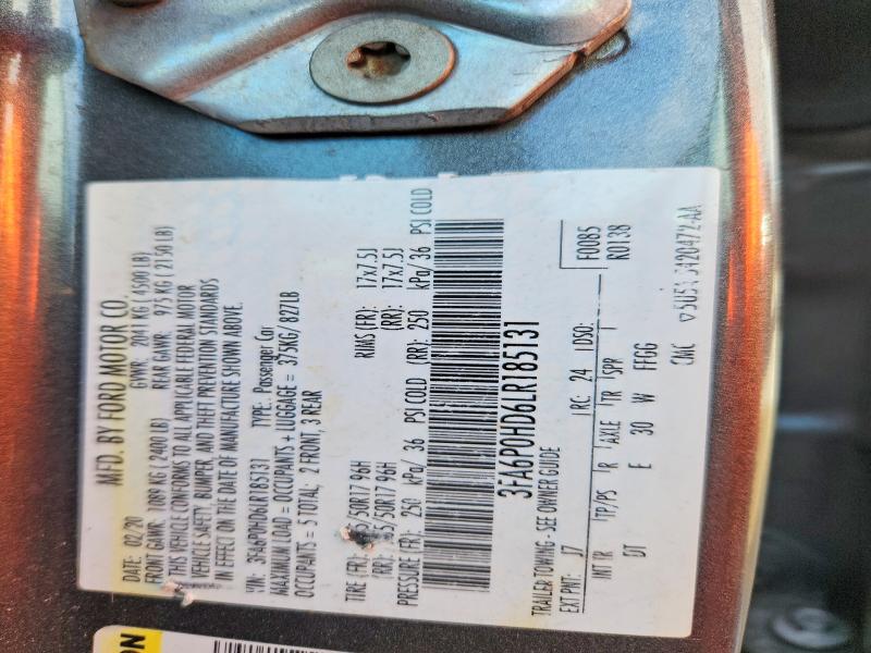 51814166 :رقم المزاد ، 3FA6P0HD6LR185131 vin ، 2020 Ford Fusion مزاد بيع