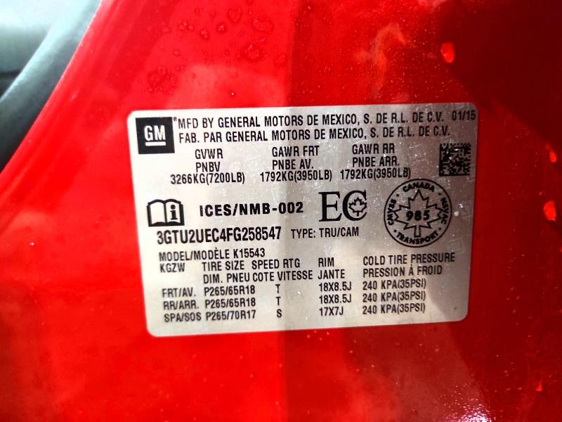 Продаж на аукціоні авто 2015 Gmc Sierra 1500 Sle Crew, vin: 3GTU2UEC4FG258547, номер лоту: 48548596