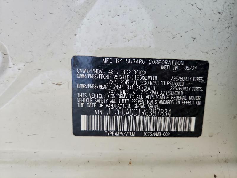 49929286 :رقم المزاد ، JF2GUADC1R8387834 vin ، 2024 Subaru Crosstrek مزاد بيع