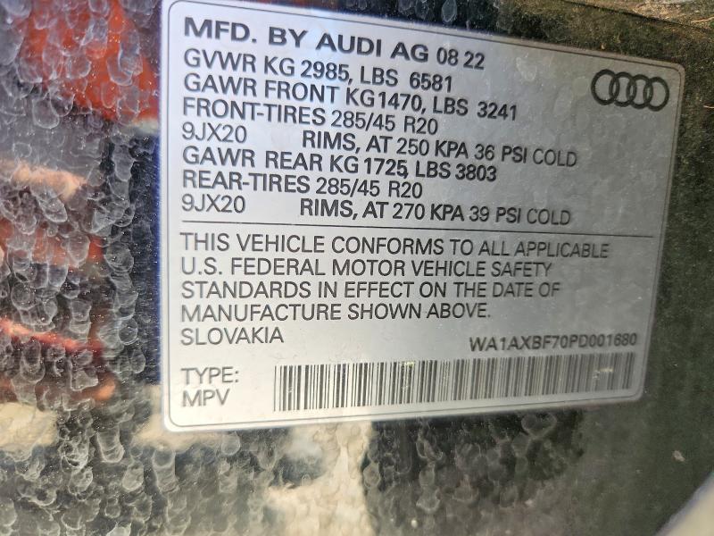 2023 Audi Q7 მანქანა იყიდება აუქციონზე, vin: WA1AXBF70PD001680, აუქციონის ნომერი: 50951806