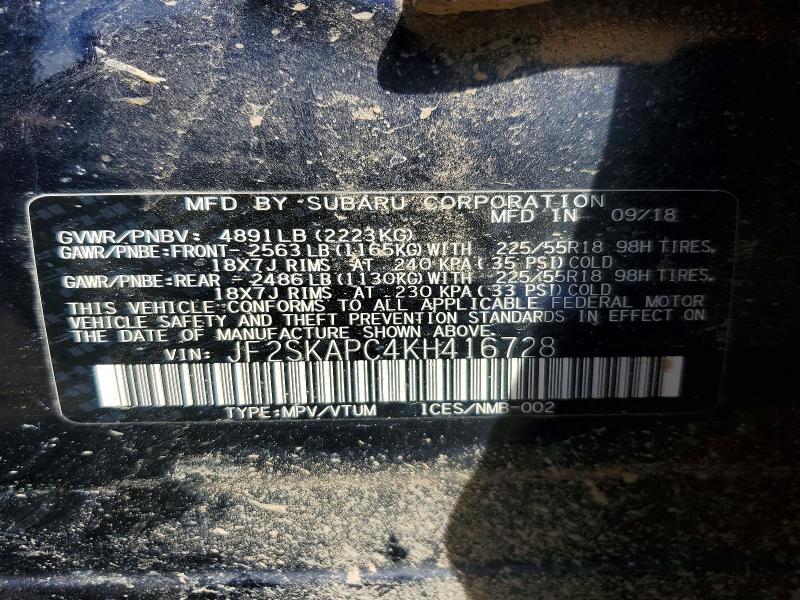 Aukcja sprzedaży 2019 Subaru Forester, vin: JF2SKAPC4KH416728, numer aukcji: 50222526