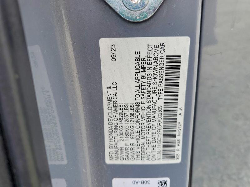 51631966 :رقم المزاد ، 1HGCY2F65RA002509 vin ، 2024 Honda Accord مزاد بيع