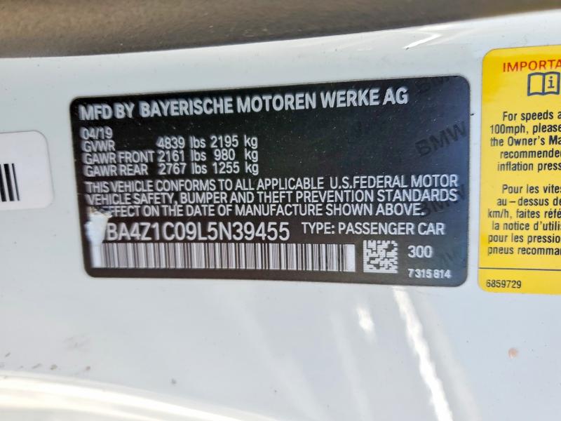 Aukcja sprzedaży 2020 Bmw 430i, vin: WBA4Z1C09L5N39455, numer aukcji: 50826926