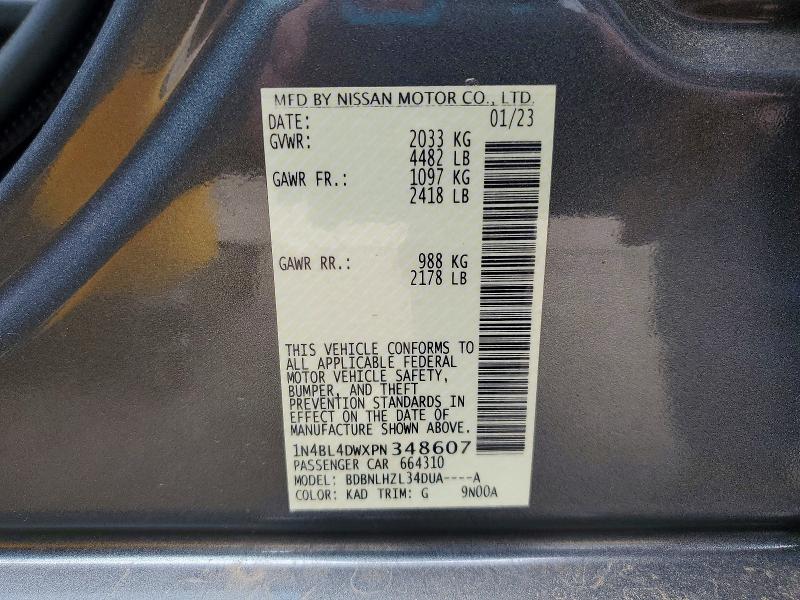 2023 Nissan Altima მანქანა იყიდება აუქციონზე, vin: 1N4BL4DWXPN348607, აუქციონის ნომერი: 48330786