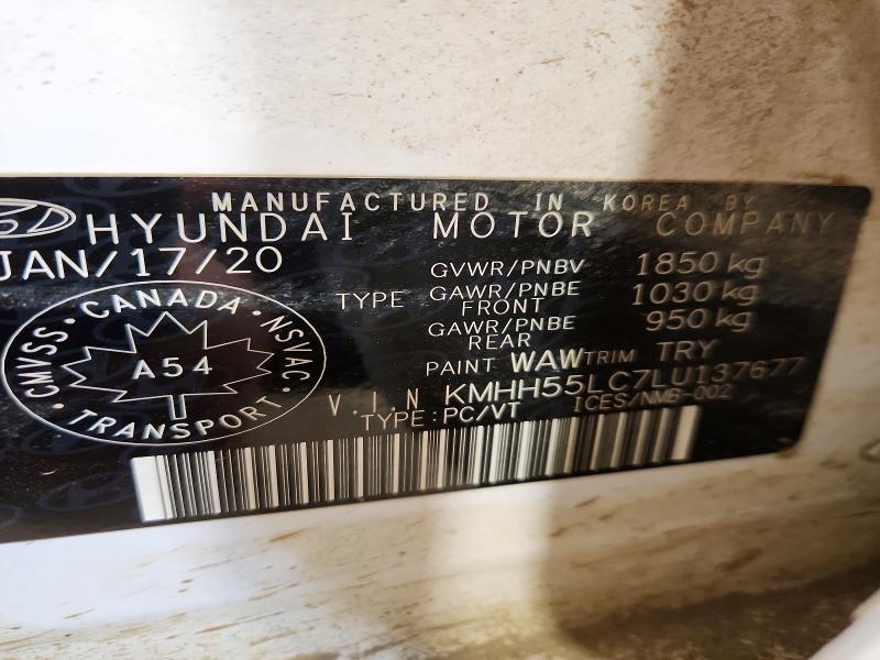 50519086 :رقم المزاد ، KMHH55LC7LU137677 vin ، 2020 Hyundai Elantra Gt مزاد بيع