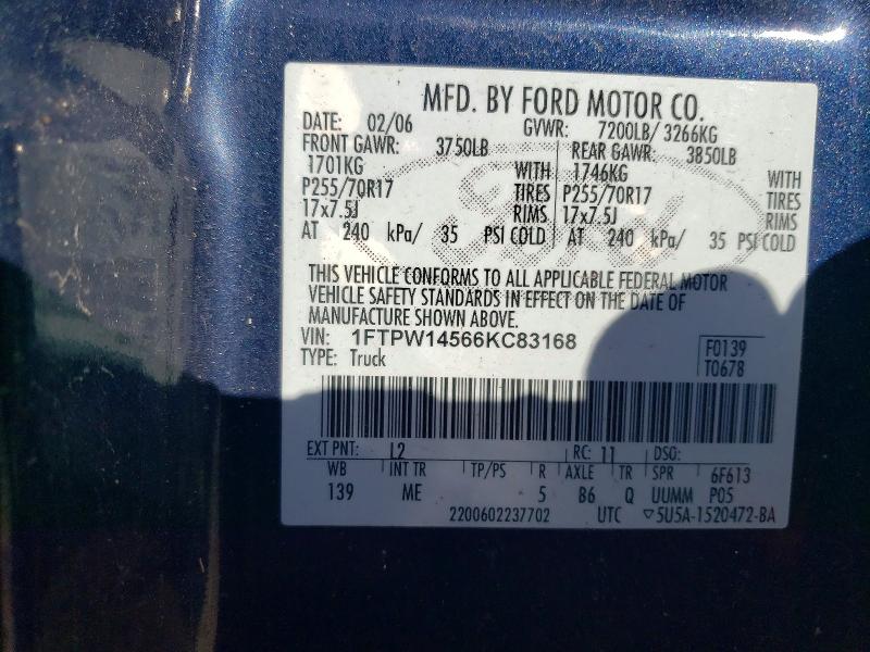 Продаж на аукціоні авто 2006 Ford F150, vin: 1FTPW14566KC83168, номер лоту: 50940886