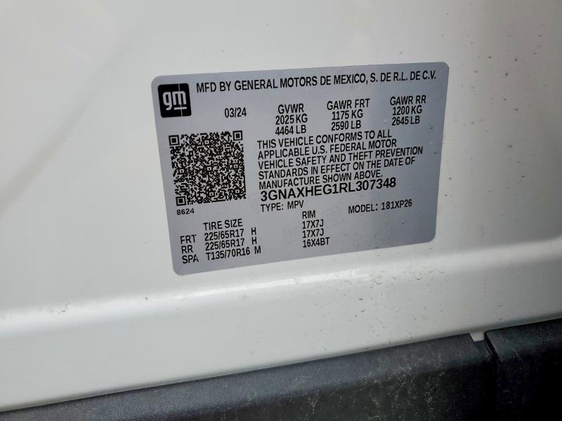 51270436 :رقم المزاد ، 3GNAXHEG1RL307348 vin ، 2024 Chevrolet Equinox مزاد بيع
