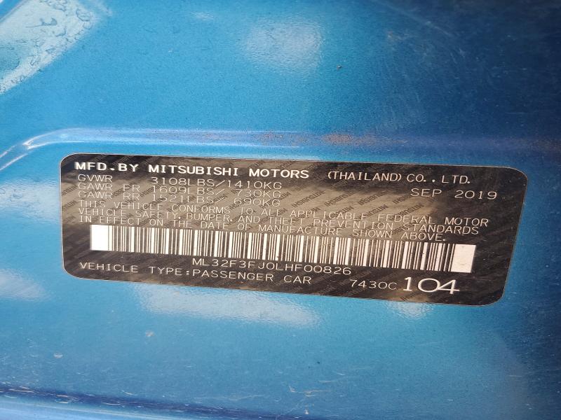 Aukcja sprzedaży 2020 Mitsubishi Mirage, vin: ML32F3FJ0LHF00826, numer aukcji: 49815976