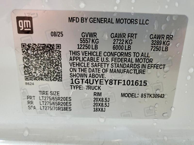 Продаж на аукціоні авто 2026 Gmc Sierra, vin: 1GT4UYEY8TF101615, номер лоту: 46730226