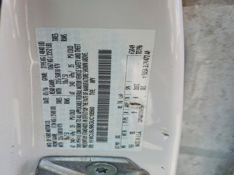 2016 Ford Escape მანქანა იყიდება აუქციონზე, vin: 1FMCU9J96GUC18560, აუქციონის ნომერი: 51967706