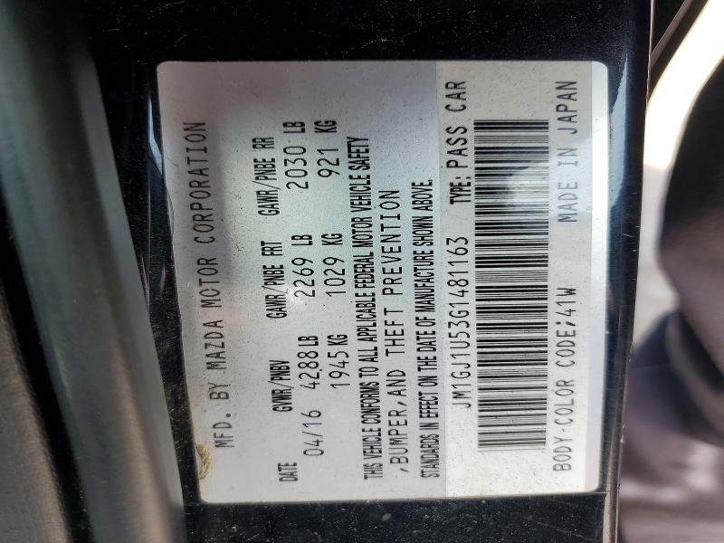 49034026 :رقم المزاد ، JM1GJ1U53G1481163 vin ، 2016 Mazda 6 مزاد بيع