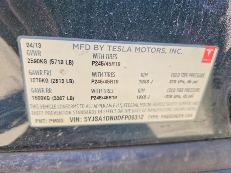 Продажа на аукционе авто 2013 Tesla Model S, vin: 5YJSA1DN0DFP09312, номер лота: 51808926