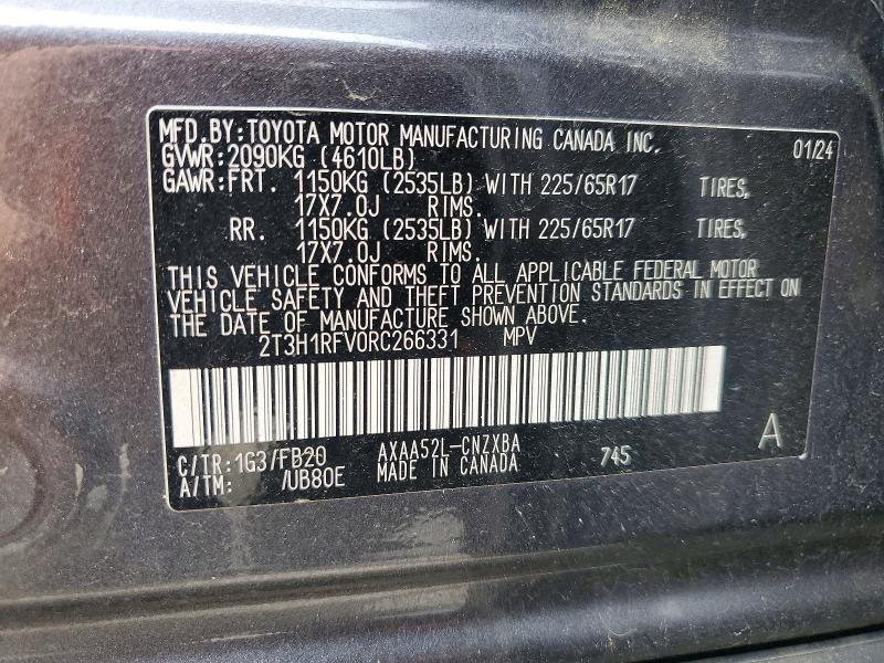 Продажа на аукционе авто 2024 Toyota Rav4, vin: 2T3H1RFV0RC266331, номер лота: 49096836