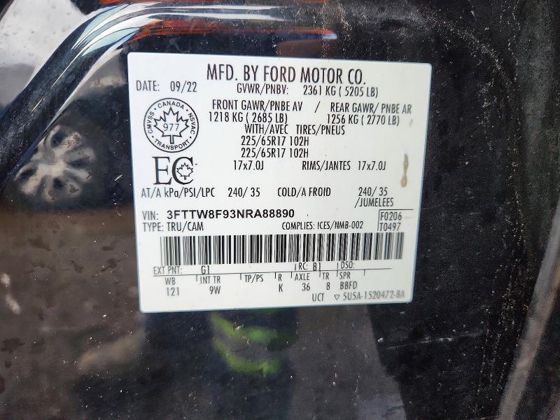 Продаж на аукціоні авто 2022 Ford Maverick, vin: 3FTTW8F93NRA88890, номер лоту: 50466676