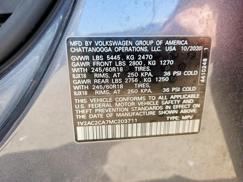 Aukcja sprzedaży 2021 Volkswagen Atlas Cross Sport, vin: 1V2AC2CA7MC203711, numer aukcji: 51010216