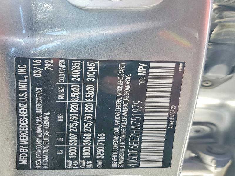 51627836 :رقم المزاد ، 4JGDF6EE2HA751979 vin ، 2017 Mercedes-benz Gls مزاد بيع