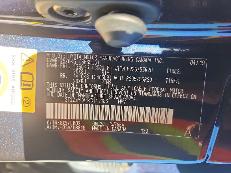 2019 Lexus Rx 350 მანქანა იყიდება აუქციონზე, vin: 2T2ZZMCA1KC141186, აუქციონის ნომერი: 50254606