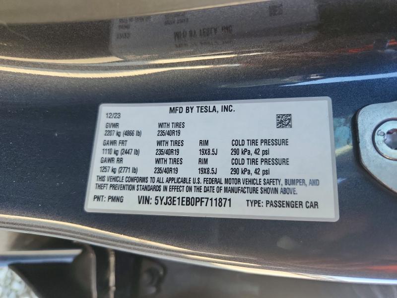 Aukcja sprzedaży 2023 Tesla Model 3, vin: 5YJ3E1EB0PF711871, numer aukcji: 51683206
