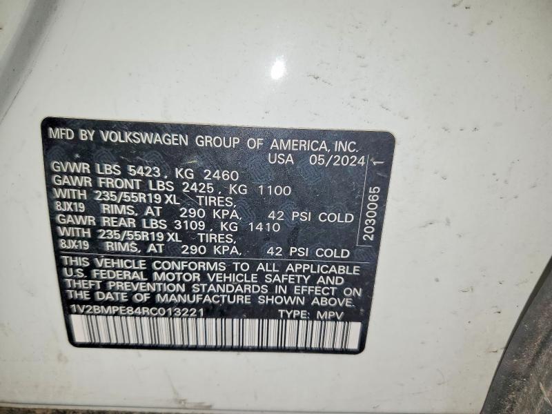 2024 Volkswagen Id.4 მანქანა იყიდება აუქციონზე, vin: 1V2BMPE84RC013221, აუქციონის ნომერი: 51313176