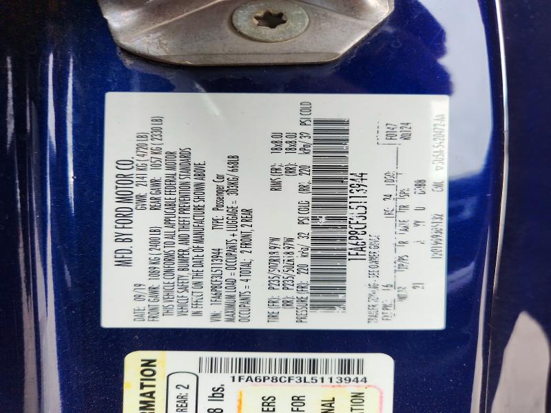 49611866 :رقم المزاد ، 1FA6P8CF3L5113944 vin ، 2020 Ford Mustang مزاد بيع
