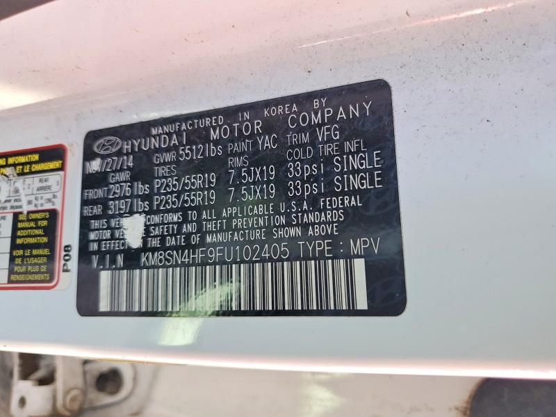 Продажа на аукционе авто 2015 Hyundai Santa Fe, vin: KM8SN4HF9FU102405, номер лота: 48765206