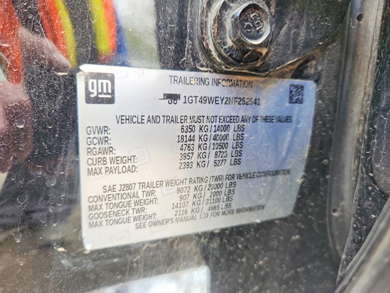 50467726 :رقم المزاد ، 1GT49WEY2NF252541 vin ، 2022 Gmc Sierra مزاد بيع