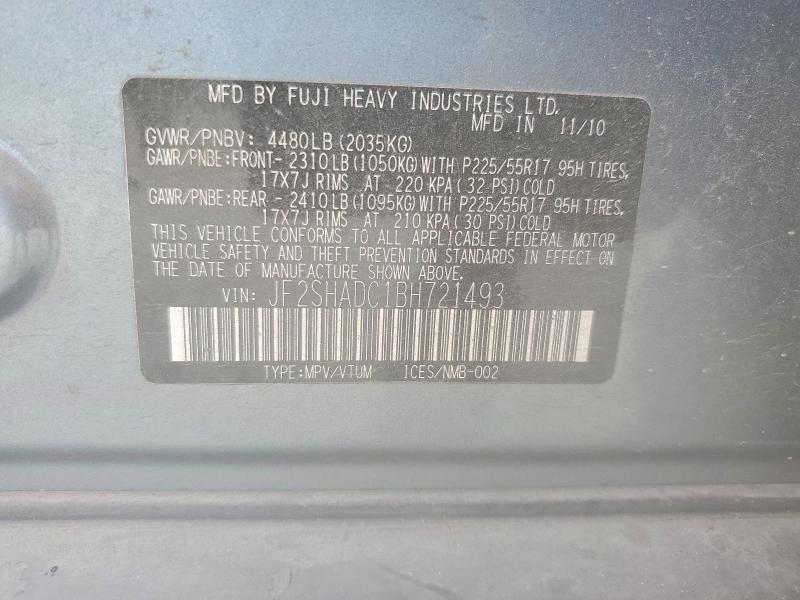 48839976 :رقم المزاد ، JF2SHADC1BH721493 vin ، 2011 Subaru Forester مزاد بيع