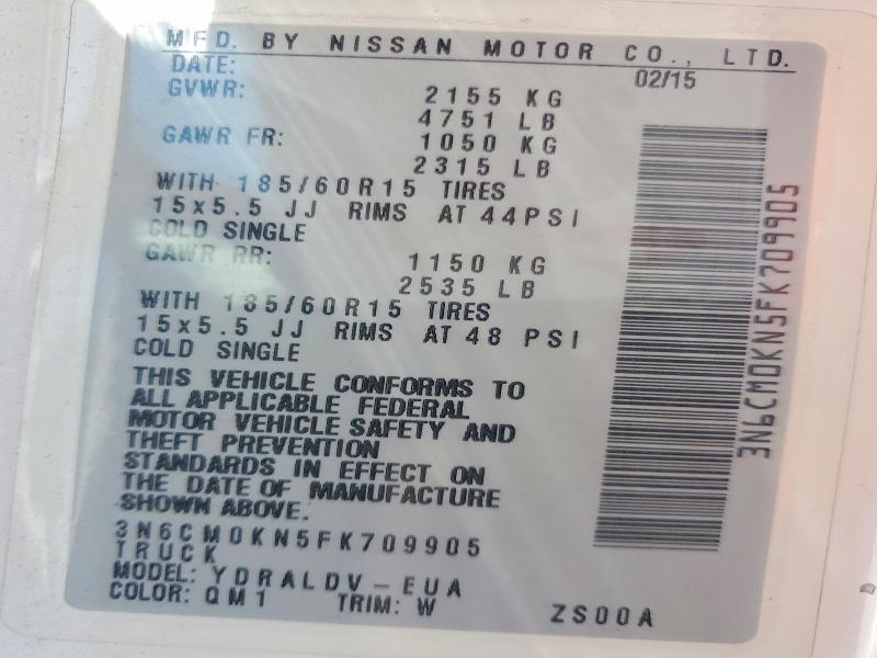 Aukcja sprzedaży 2015 Nissan Nv200, vin: 3N6CM0KN5FK709905, numer aukcji: 51329716