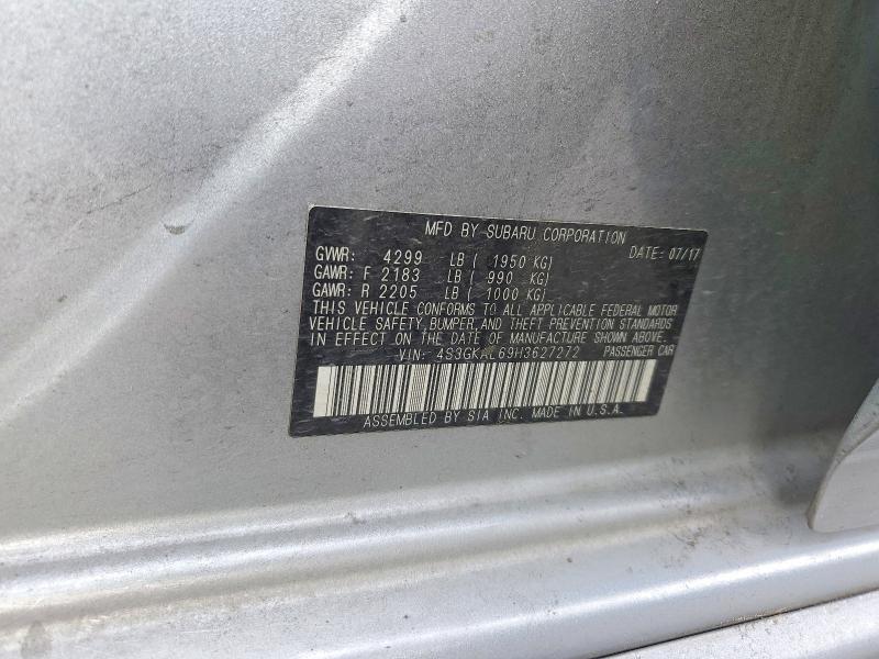 49621316 :رقم المزاد ، 4S3GKAL69H3627272 vin ، 2017 Subaru Impreza مزاد بيع