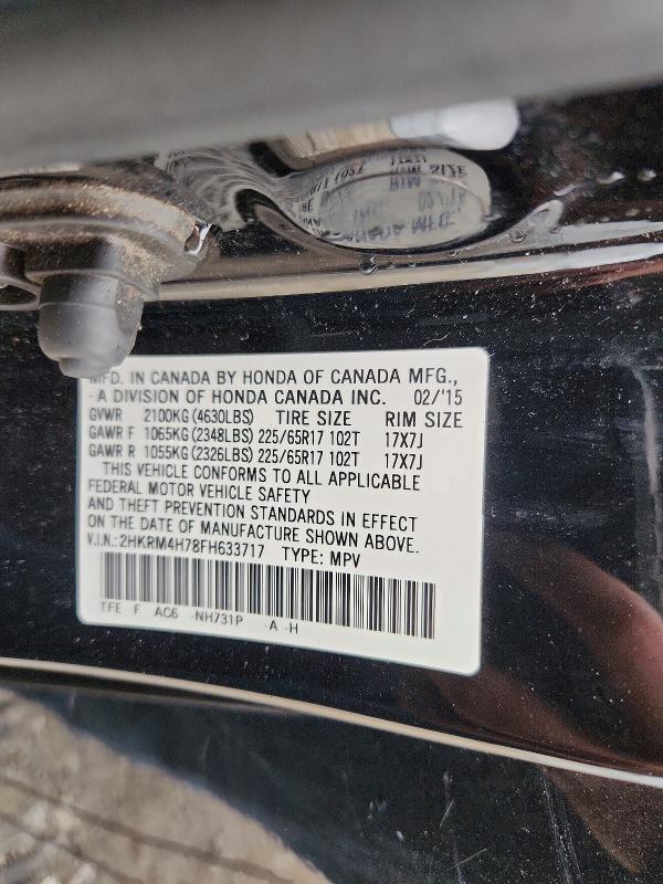50617806 :رقم المزاد ، 2HKRM4H78FH633717 vin ، 2015 Honda Cr-v مزاد بيع
