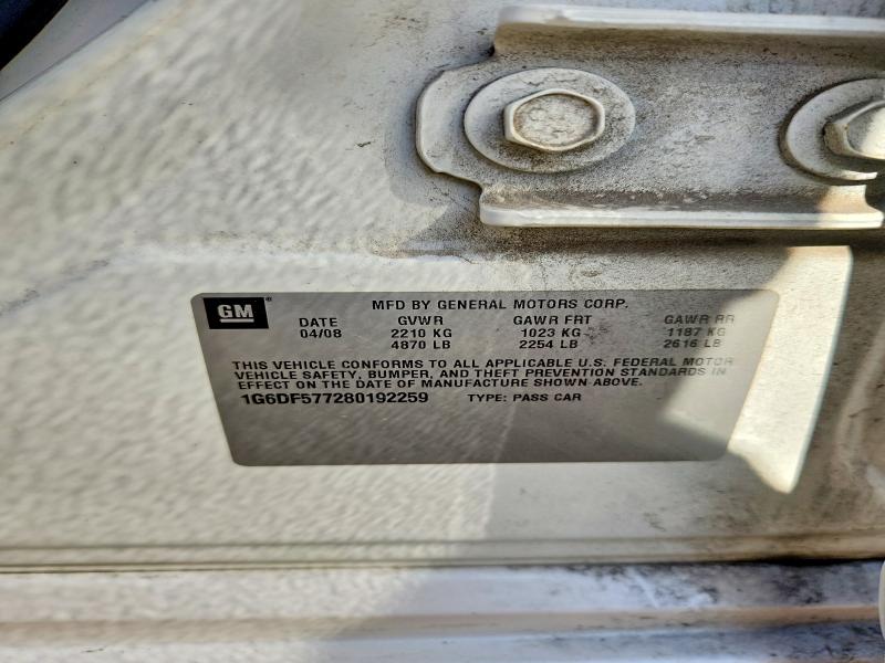 Aukcja sprzedaży 2008 Cadillac Cts, vin: 1G6DF577280192259, numer aukcji: 49761626