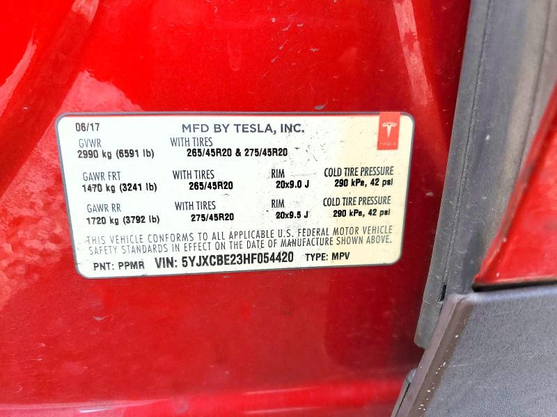 Aukcja sprzedaży 2017 Tesla Model X, vin: 5YJXCBE23HF054420, numer aukcji: 51526056