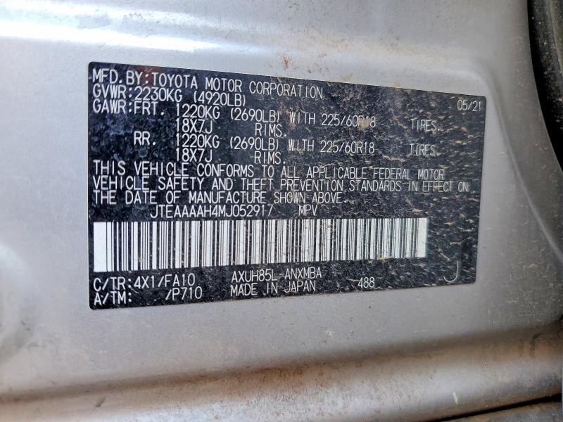 47995016 :رقم المزاد ، JTEAAAAH4MJ052917 vin ، 2021 Toyota Venza مزاد بيع