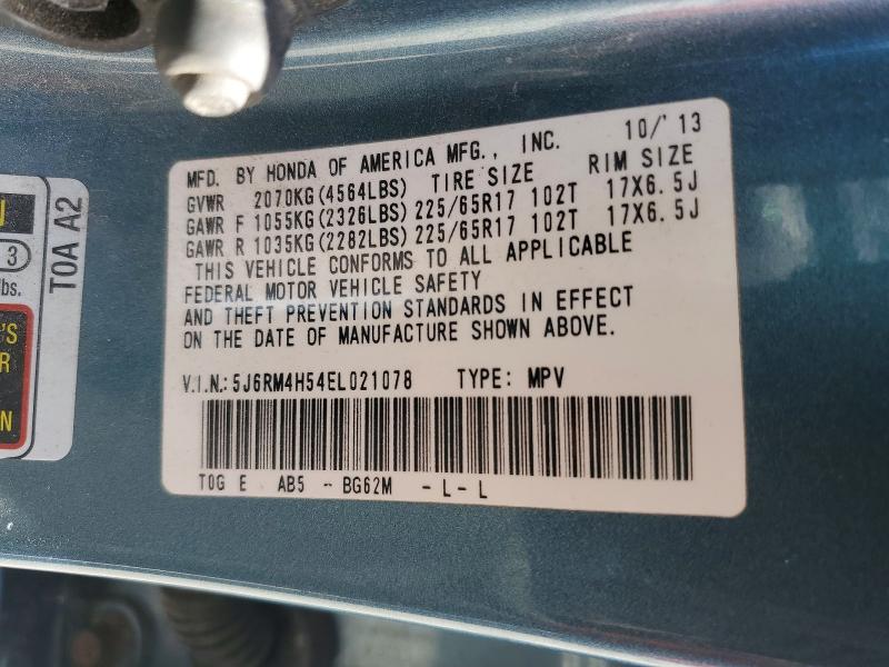Продаж на аукціоні авто 2014 Honda Cr-v, vin: 5J6RM4H54EL021078, номер лоту: 48898566