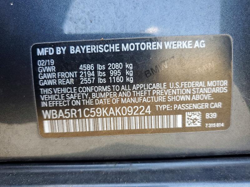 Продажа на аукционе авто 2019 Bmw 330i, vin: WBA5R1C59KAK09224, номер лота: 51689356