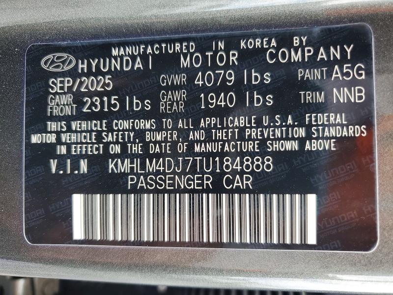 Продаж на аукціоні авто 2026 Hyundai Elantra Hybrid, vin: KMHLM4DJ7TU184888, номер лоту: 49363366