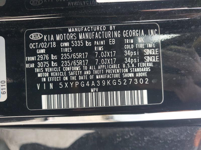 Продажа на аукционе авто 2019 Kia Sorento, vin: 5XYPG4A39KG527302, номер лота: 50968846