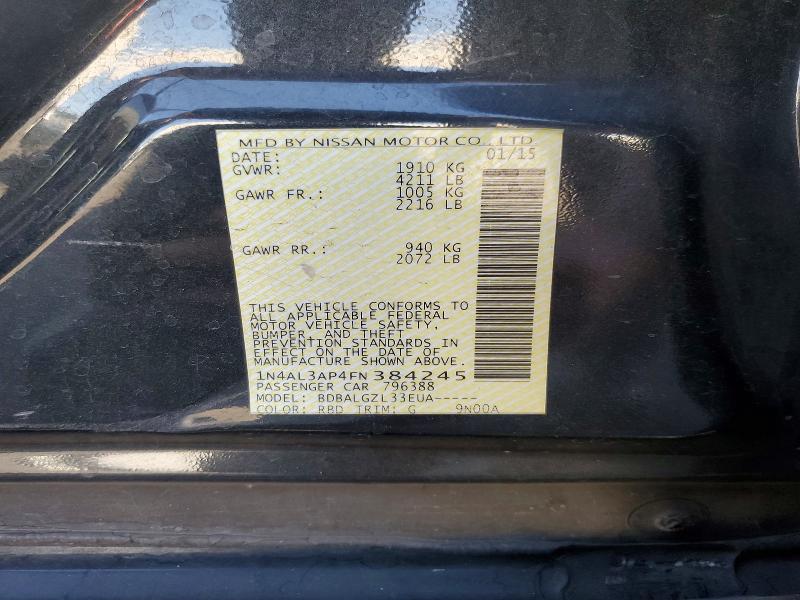 Продаж на аукціоні авто 2015 Nissan Altima, vin: 1N4AL3AP4FN384245, номер лоту: 50581266