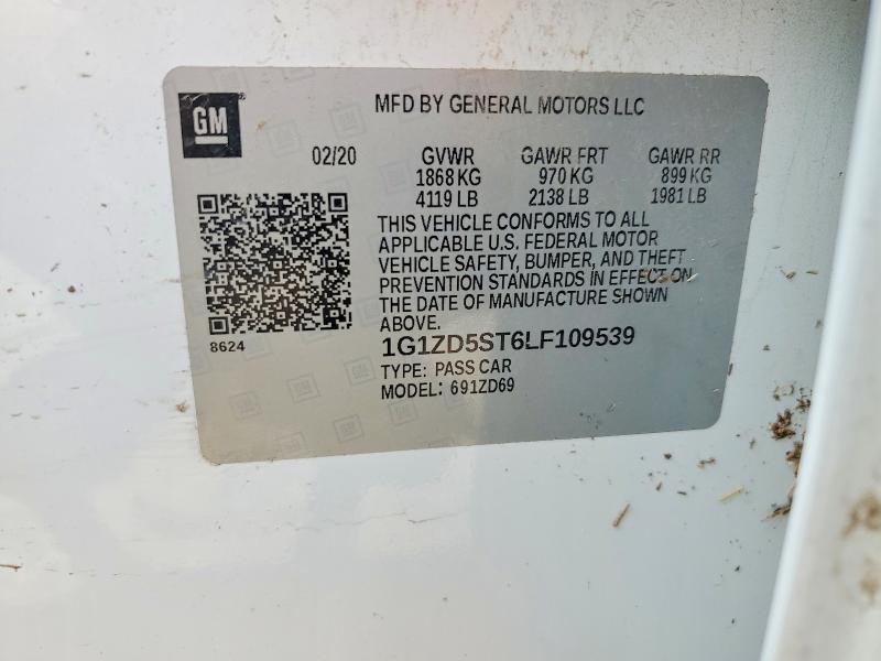 Продажа на аукционе авто 2020 Chevrolet Malibu, vin: 1G1ZD5ST6LF109539, номер лота: 50724316