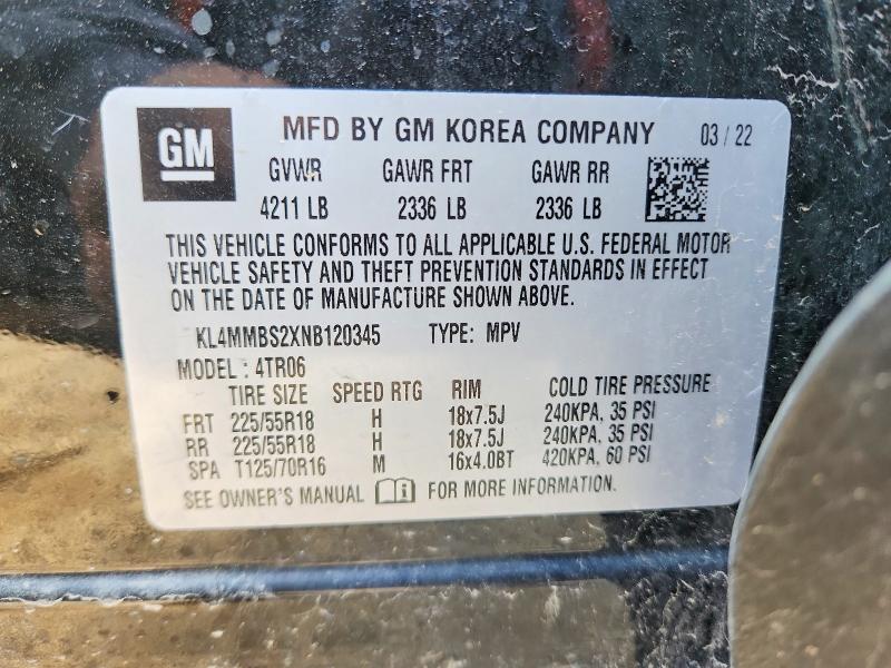 51139596 :رقم المزاد ، KL4MMBS2XNB120345 vin ، 2022 Buick Encore Gx مزاد بيع