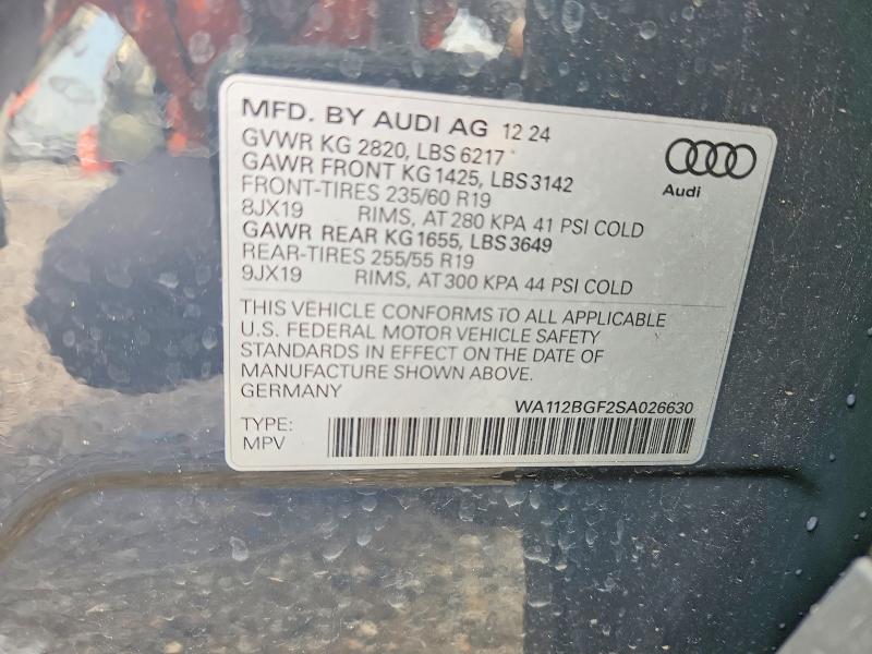 Aukcja sprzedaży 2025 Audi Q6 E-tron, vin: WA112BGF2SA026630, numer aukcji: 50800256