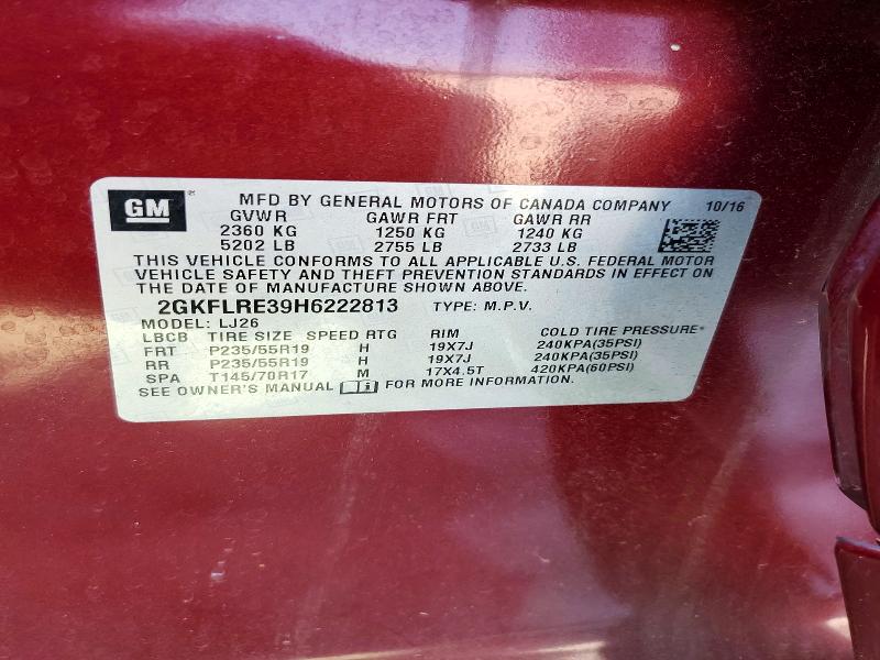 Aukcja sprzedaży 2017 Gmc Terrain, vin: 2GKFLRE39H6222813, numer aukcji: 50906416