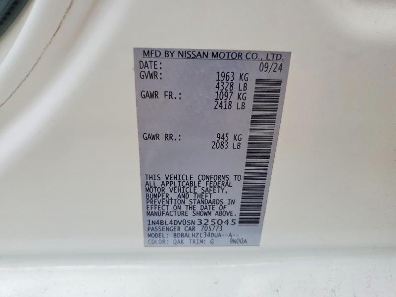 Продаж на аукціоні авто 2025 Nissan Altima, vin: 1N4BL4DV0SN325045, номер лоту: 48694006