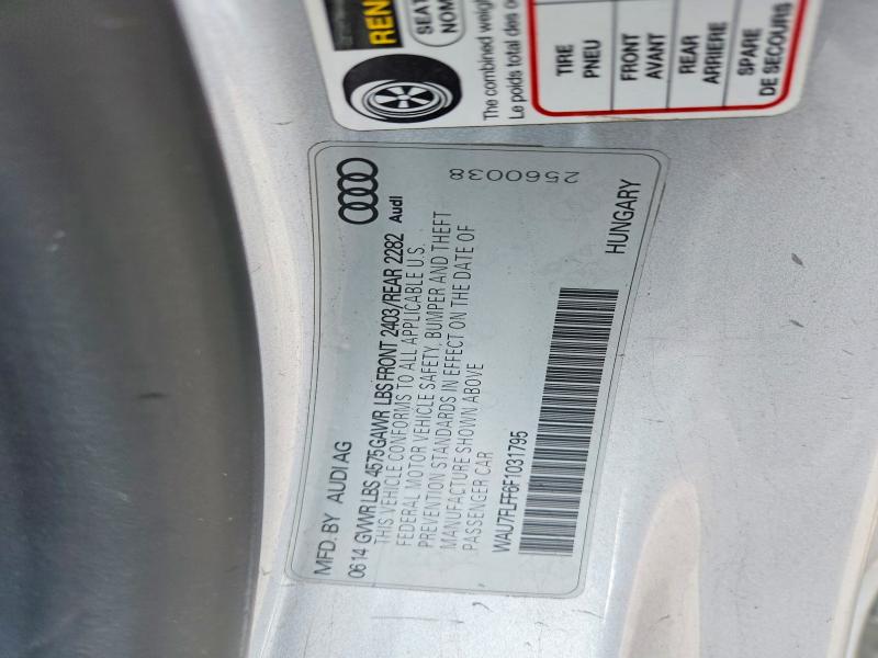 51036426 :رقم المزاد ، WAU7FLFF6F1031795 vin ، 2015 Audi A3 مزاد بيع