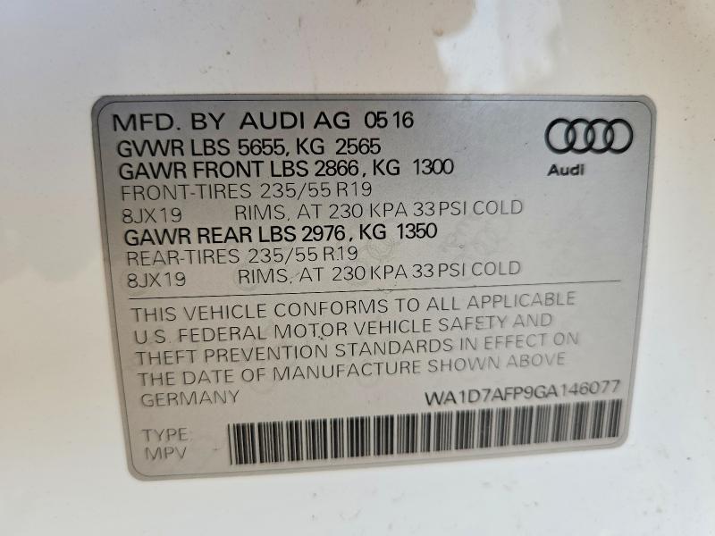 Aukcja sprzedaży 2016 Audi Q5, vin: WA1D7AFP9GA146077, numer aukcji: 49903196